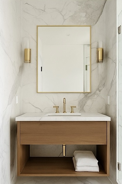 Gold Accent Bathroom – NYC Penthouse